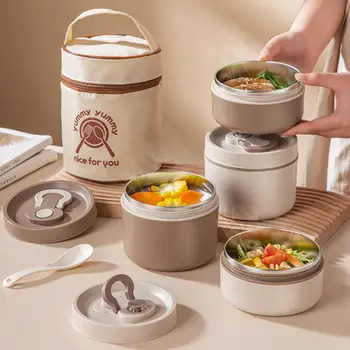 Pot thermique alimentaire de 350ml/650ml, tasse à soupe isolée, conteneurs Thermos, sac de repas Portable en acier inoxydable, boîte à déjeuner spéciale 1