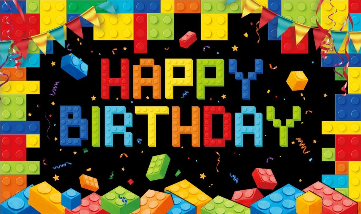 Colorful Building Blocks Backdrop Newborn Baby Shower Boy Birthday Party Decor Photography Background Photo Studio Shoots