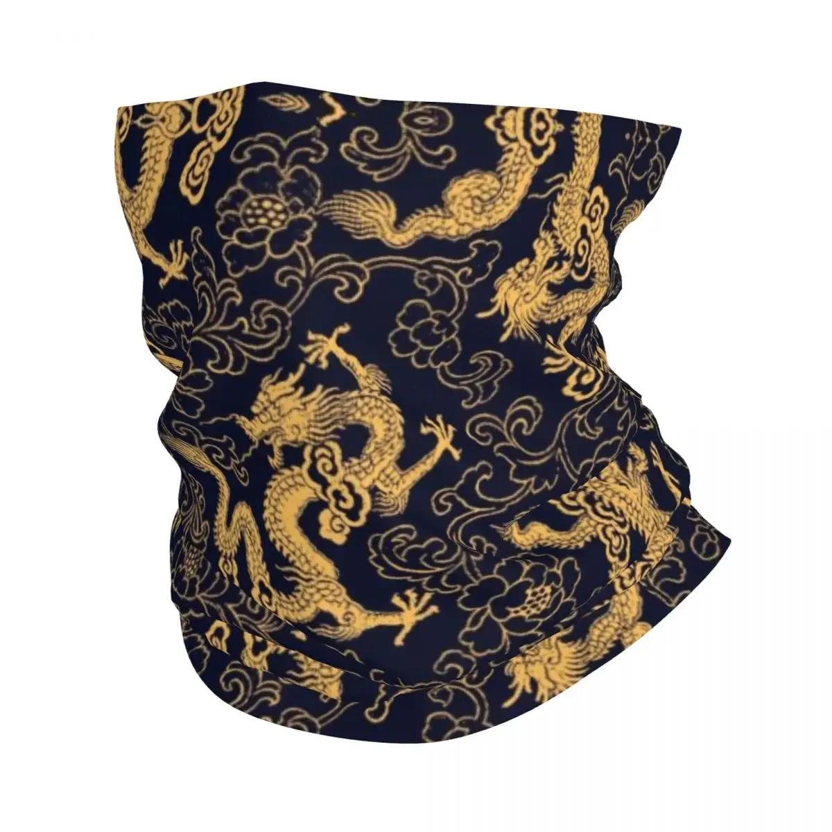 

Китайский традиционный золотой шарф-накидка с драконом, наряд, шейный шарф, бандана, шарф, теплая Балаклава для бега для мужчин и женщин, дышащая