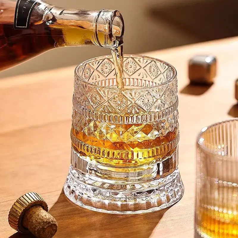 Luminous Rotating Whiskey Glass Elegant Whiskeys Cup Crystal Glass Drinkware for Parties for Cocktail Party Drinking Glass - 4