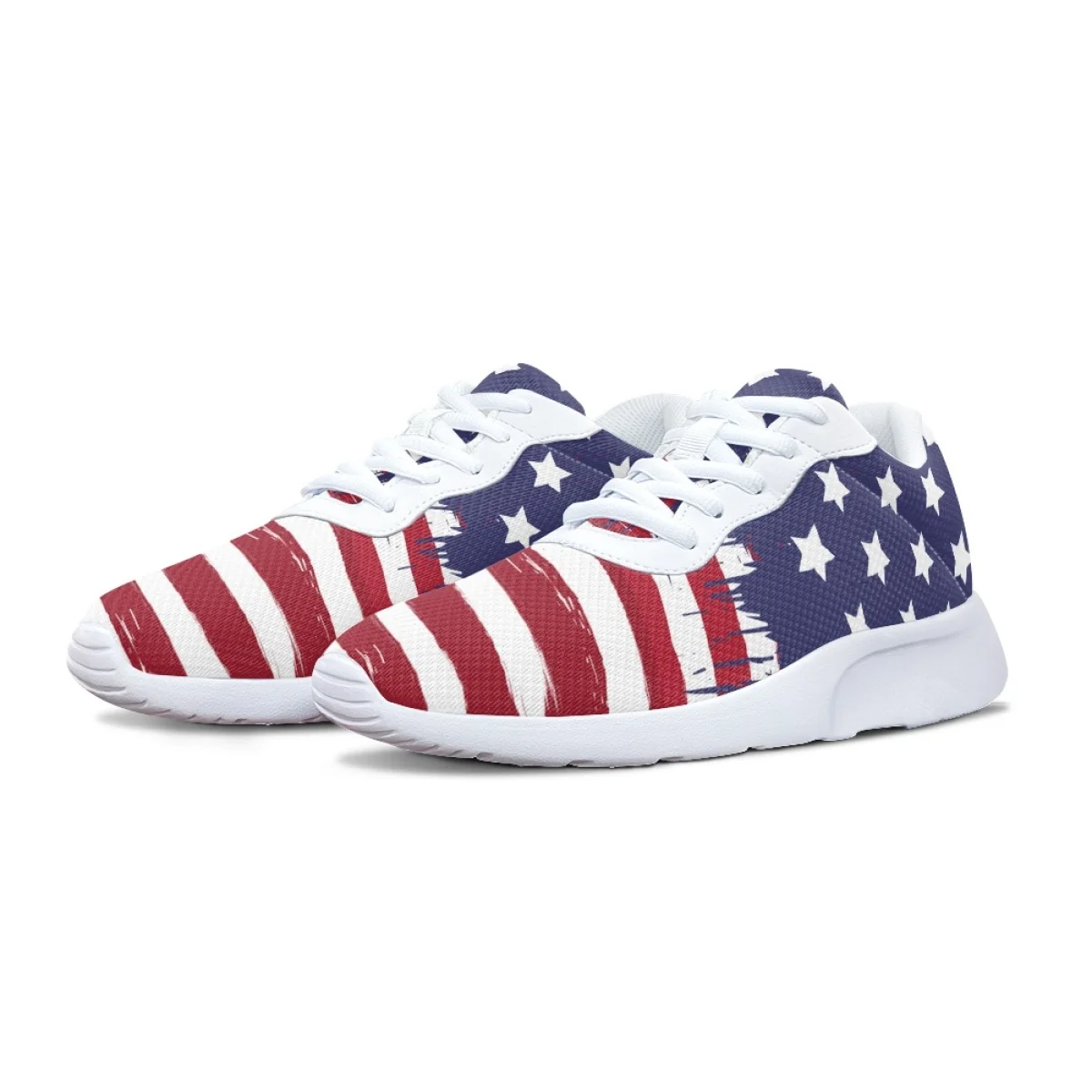 United States Flag Print Women's Soft Cozy Gym Sneaker Wear-resistant Outdoor Casual Shoes Lightweight Breathable Walking Shoes