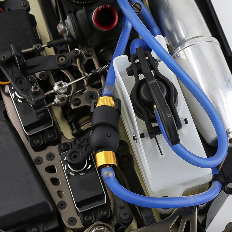AllinRC RC Oil Filter Nitro Fuel Filter with Silicone Tubing for 1/8 1/10 Scale Traxxas Redcat HSP Team Associated Racing Car Airplane Black-Anodized