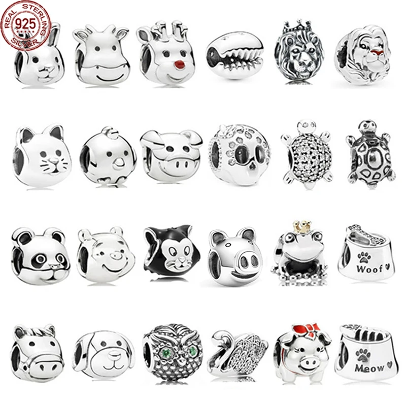 

Hot selling animal series beads 925 sterling silver cute pig bee swan beads fits original Pandora bracelet DIY jewelry gift