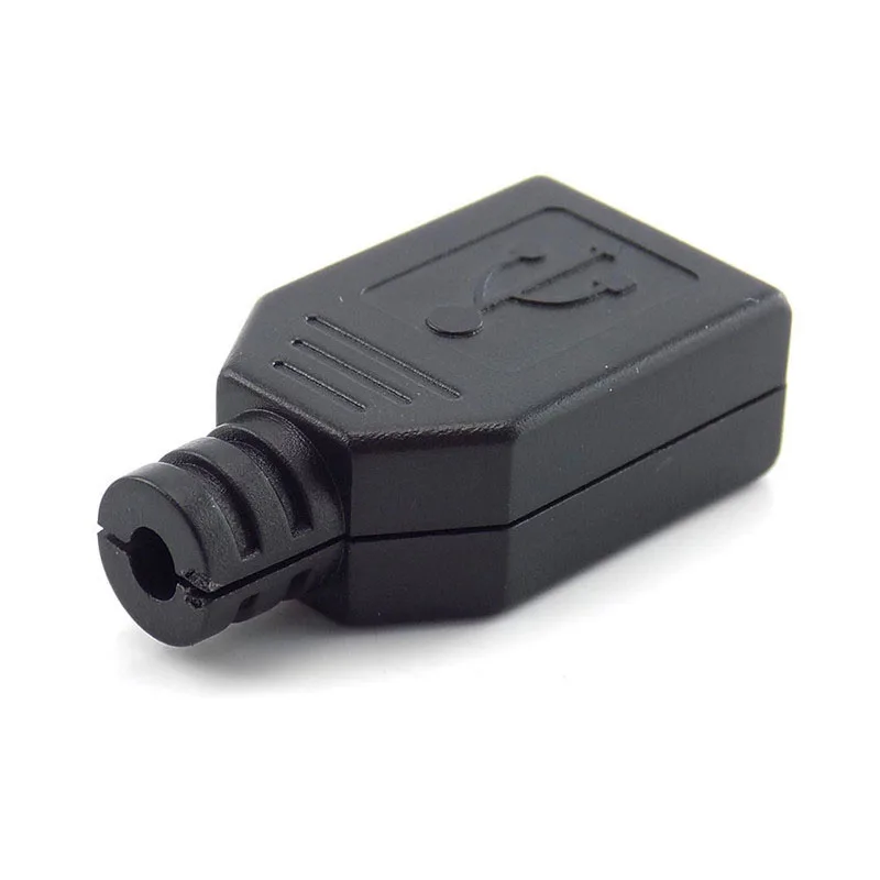 4 Pin USB 2.0 Type A Female Plug Socket Connector Black Plastic Cover Solder Type DIY Connector cable H10