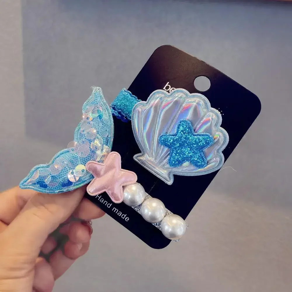 Disney Princess Hairdress Mermaid Pearl Shell Star Hairpin Edge Clip Hair Clip