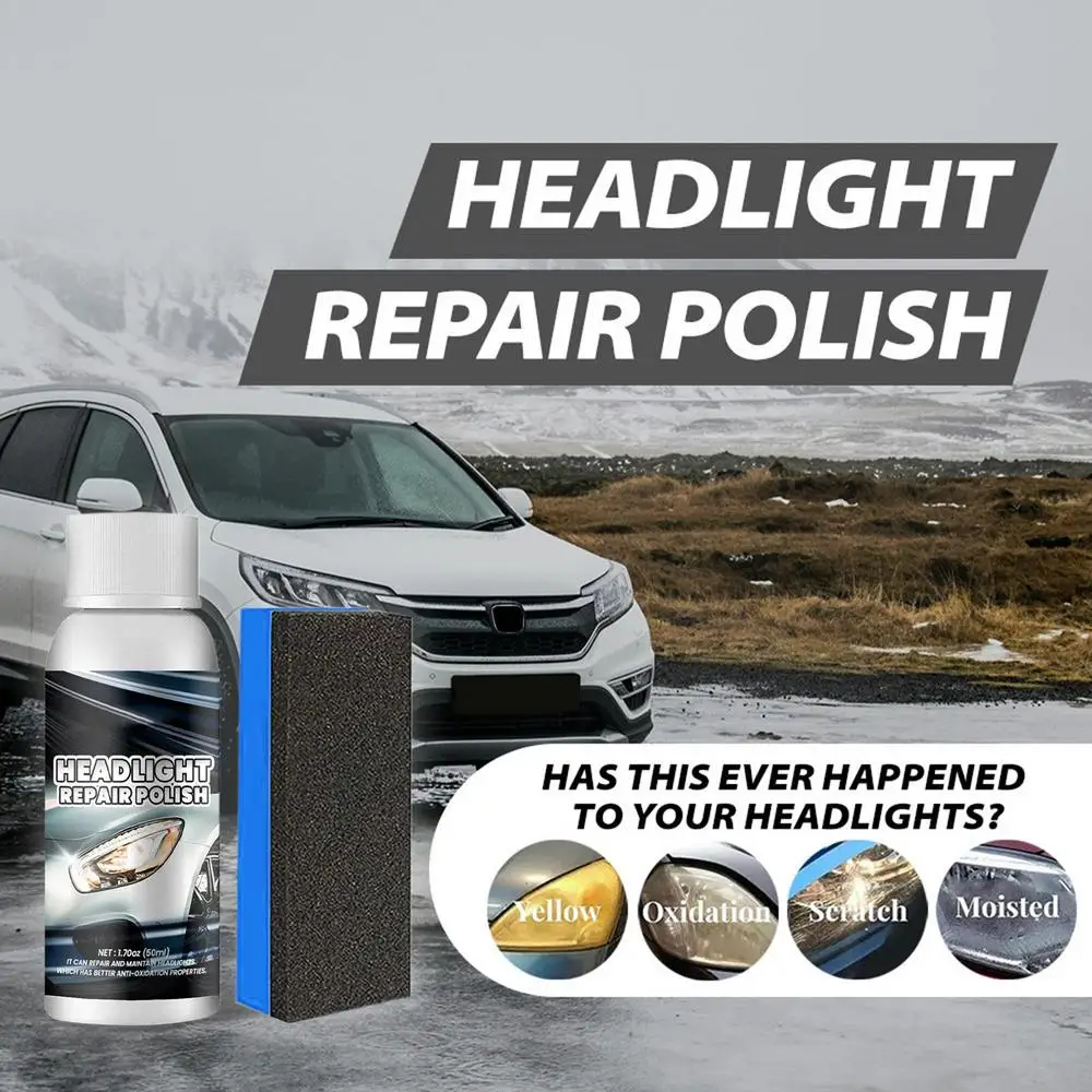 Car Headlight Restoration Polishing 50ml Headlamp Scratch Remover Repair Cleaning Paste Remove Oxidation Headlight Polish Liquid