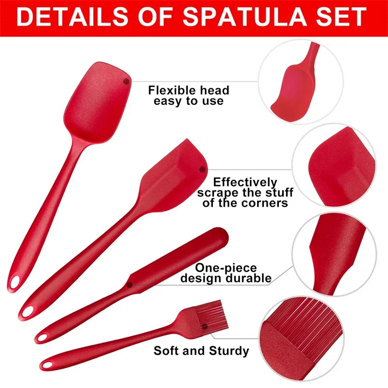 Description Picture 5 of itemKitchen Silicone Spatula Set, 600ÂºF High Heat Flex Silicone Scraper with Nonslip Handle for Cooking Mixing Baking Serving Stirri