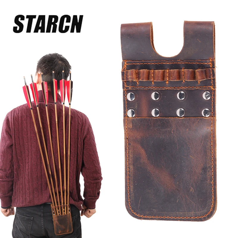 

Archery Hip Pocket Arrow Bag Brown Leather Portable Arrow Quiver Storage Outdoors Hunting Shooting Training Sports Equipment