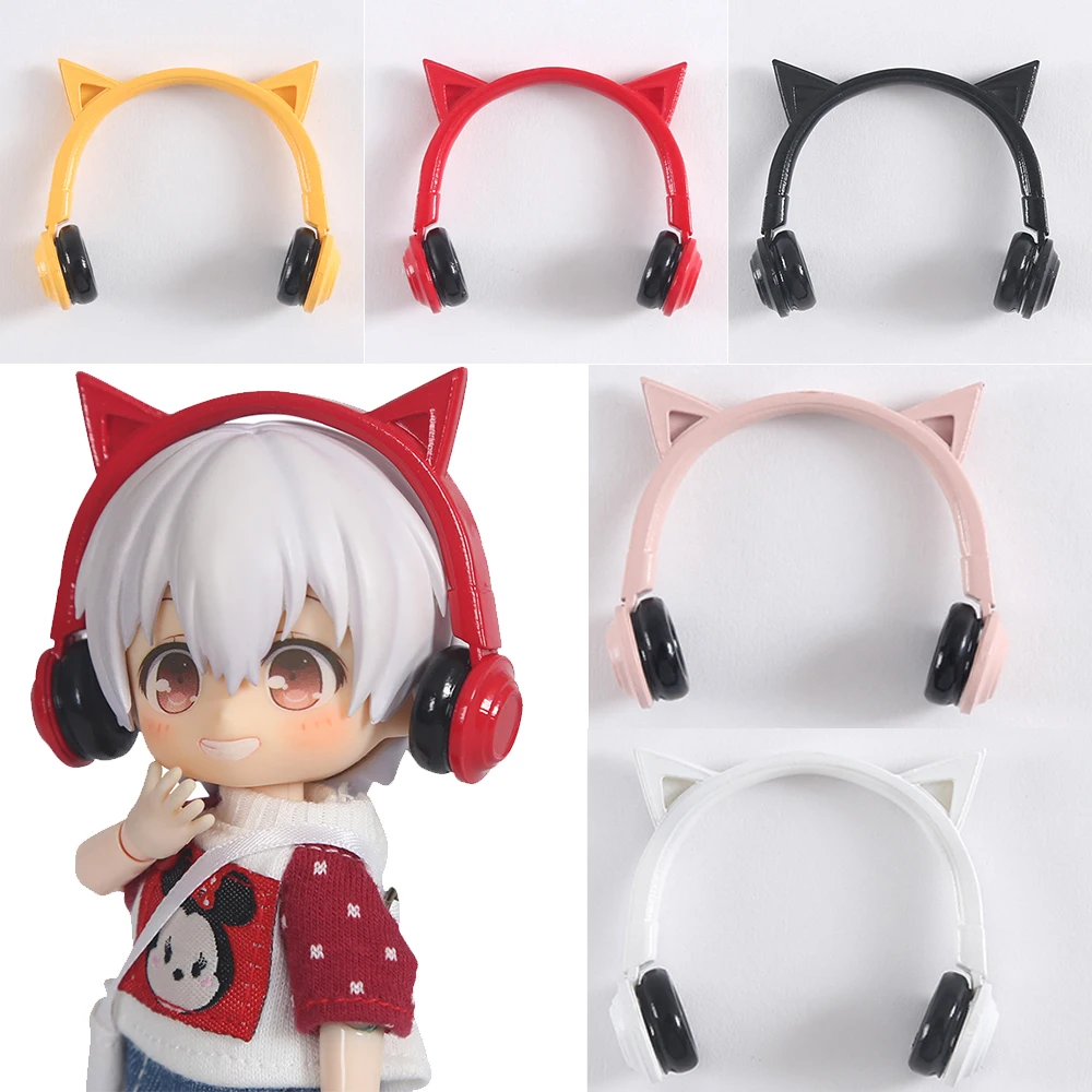 Ob11CuteCatEarHeadphonesClothesHatAccessoriesDollHeadwearFor