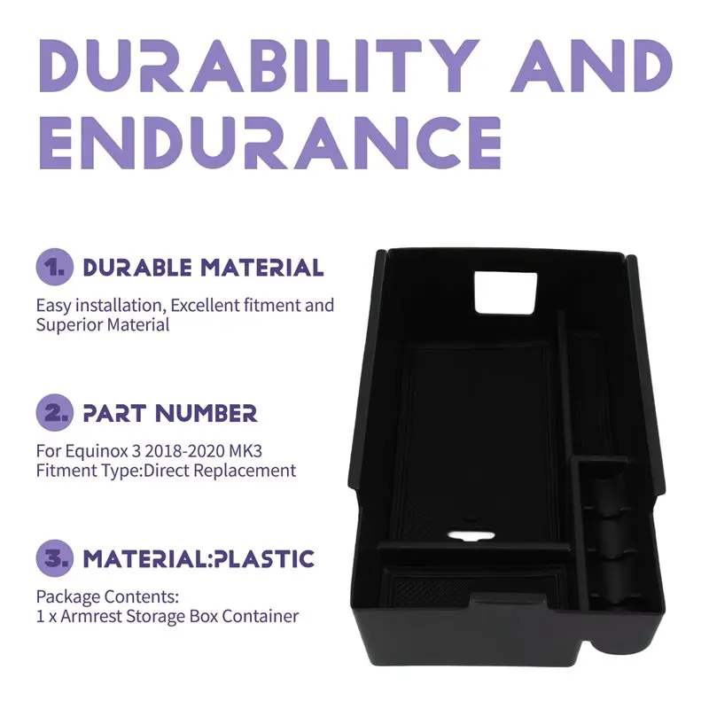 프리미엄 For Equinox 3 2018 2019 2020 MK3 자동차 제품 플라스틱 정리함 박스 팔걸이 보관함 컨테이너