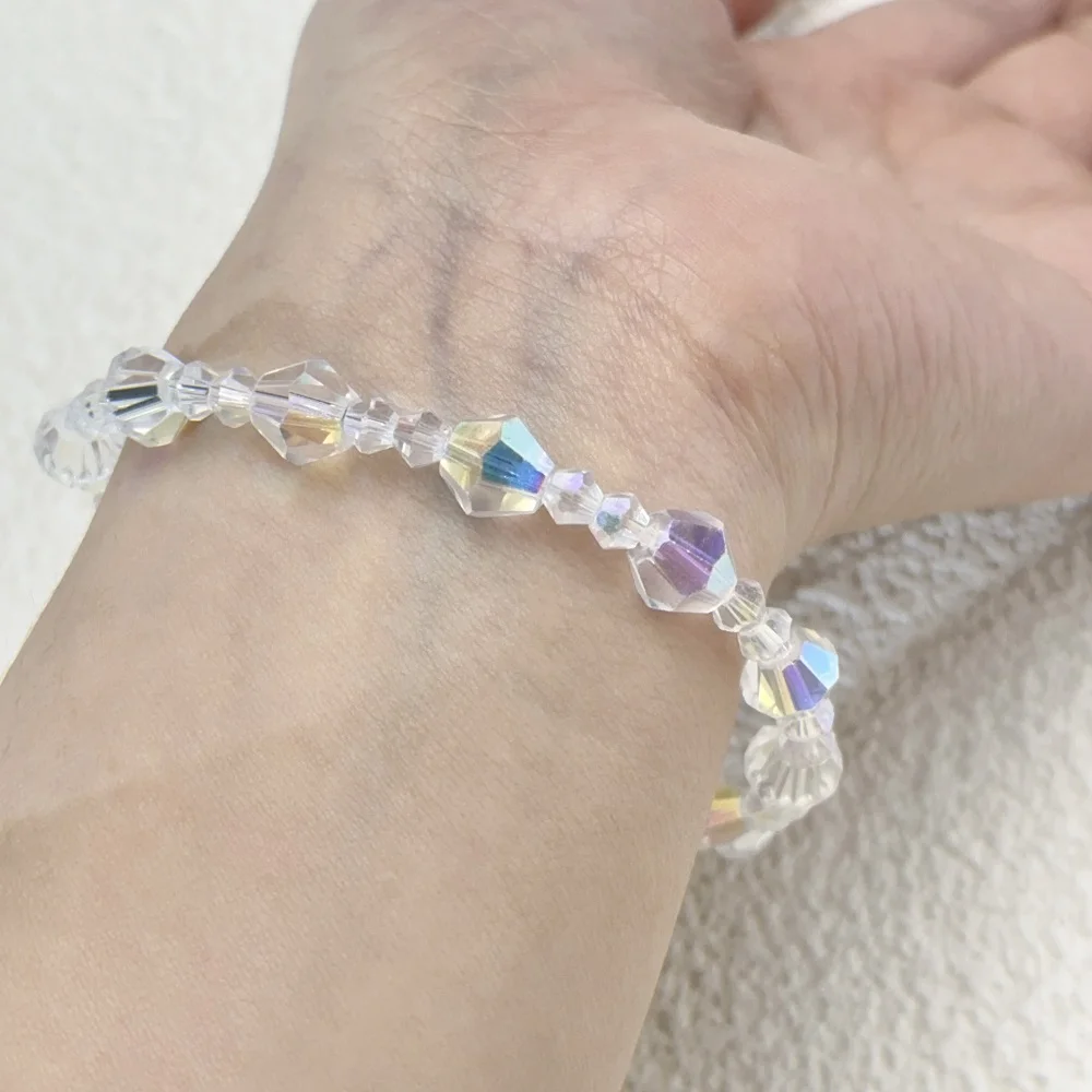 ダブルフェアクリスタルキューブのブレスレット女性スクエア