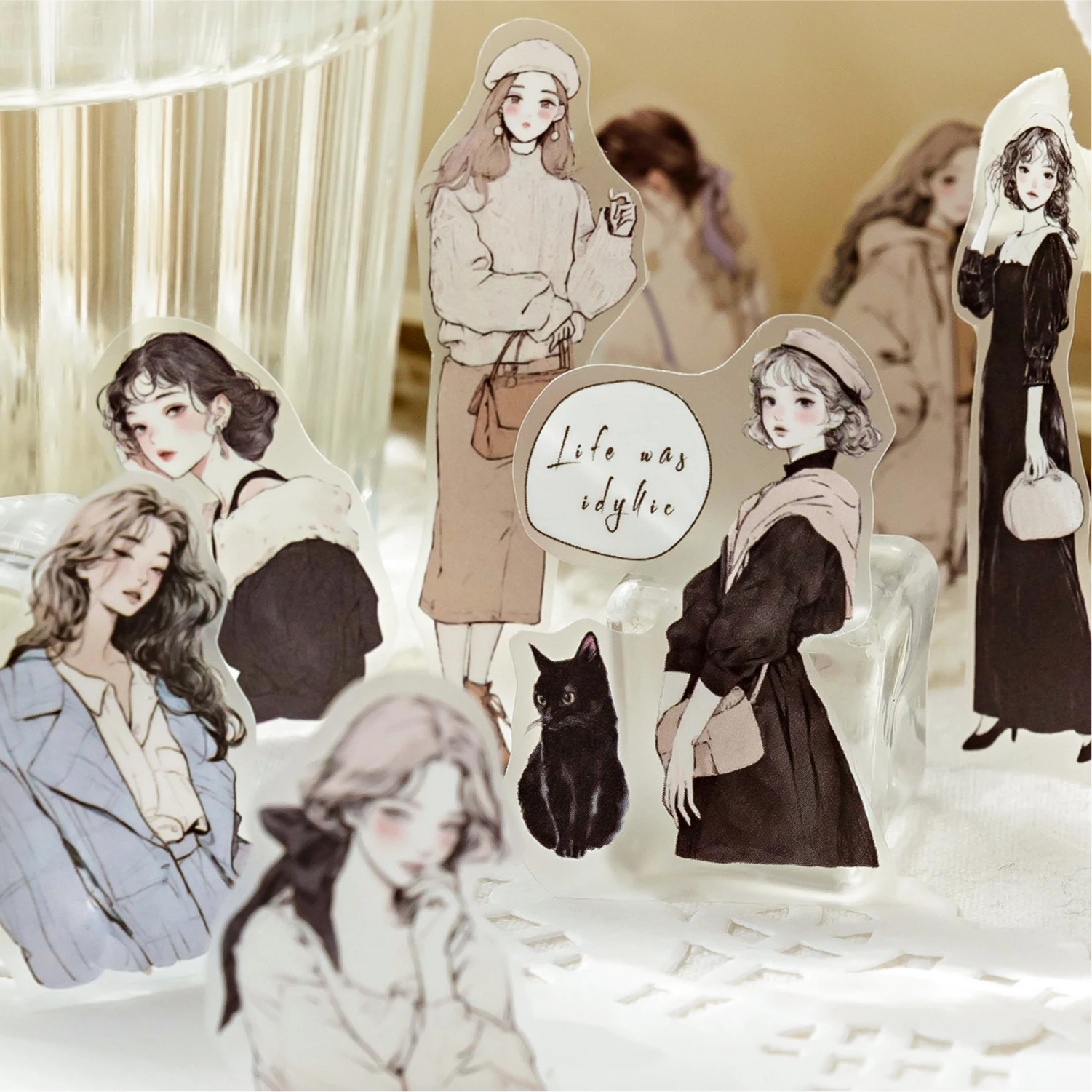 화이트 연인 시리즈 레트로 크리에이티브 장식 DIY pet 테이프, 12 팩/로트