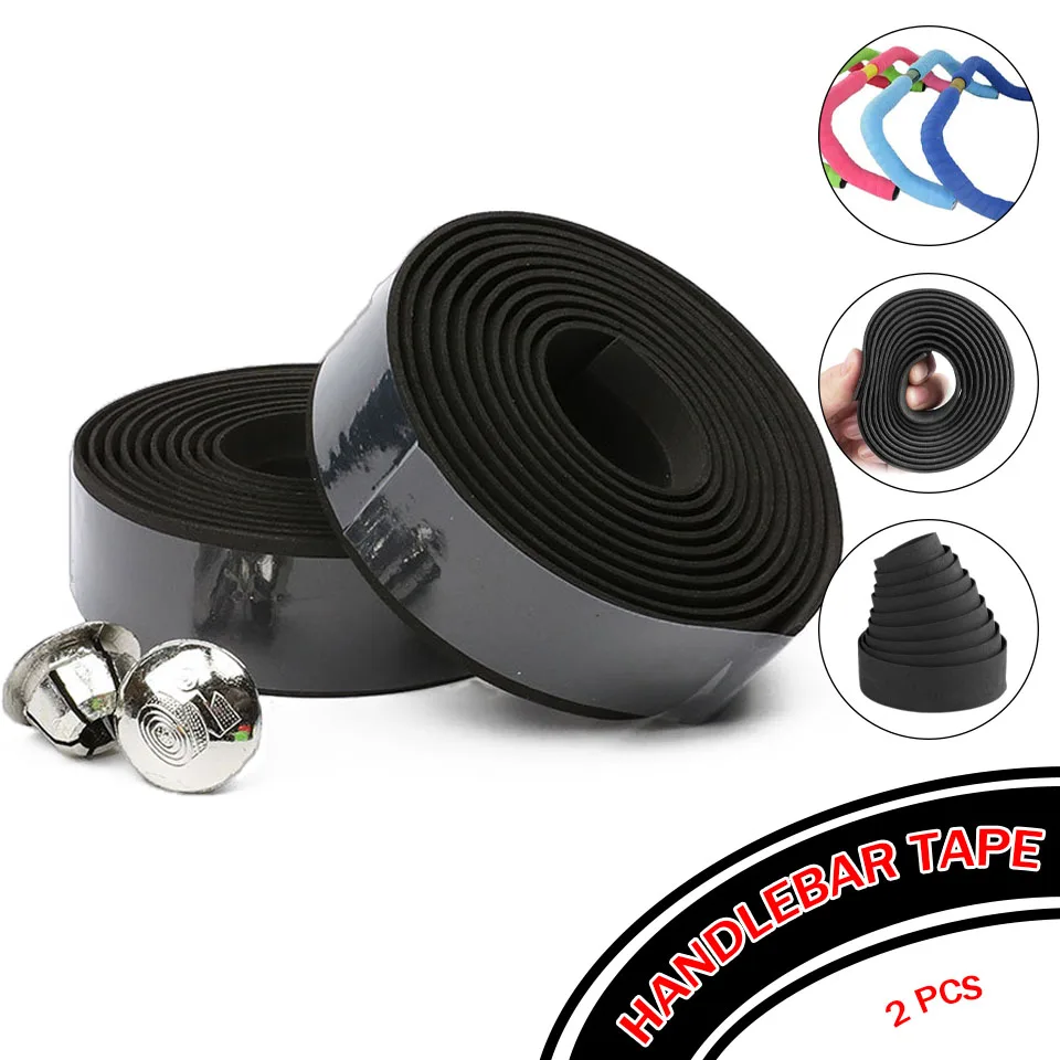 2 PCS Cycling Handlebar Tape Bicycle Road Bike Sports Cork Grip Wrap Tapes with Bar Plug