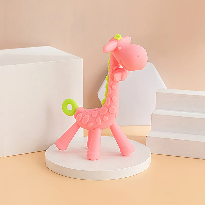 Silicone Teething Toys 1 Pcs Baby Teether Toys Training Grip Strength Baby Chewing Toy Cute Giraffe Silicone Newborn Health Molar Chewing Accessories