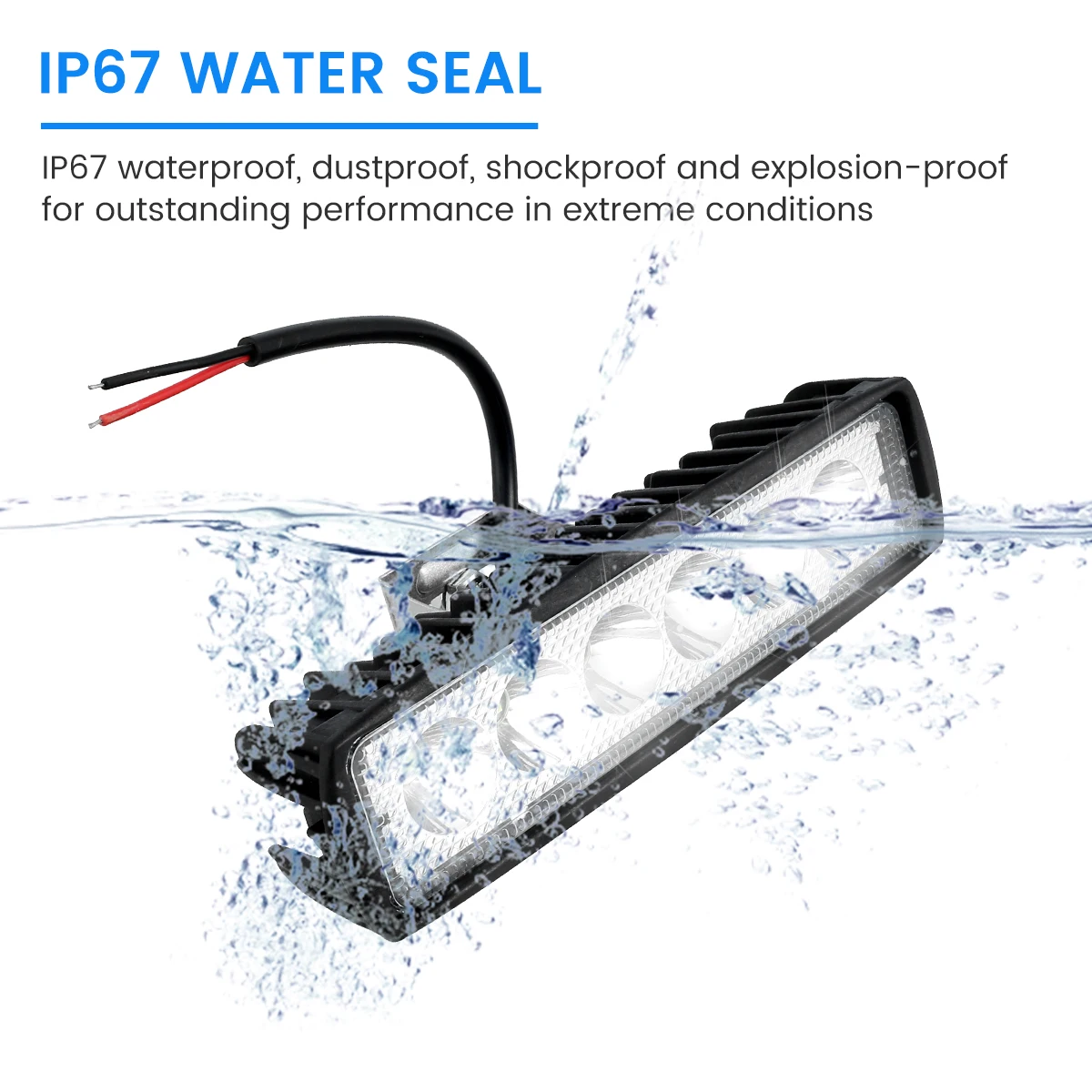 12V Car LED Light Bar 18W 6000K Super Bright Car LED Work Light IP67 Waterproof Flood Spot for SUV ATV Vehicle Truck