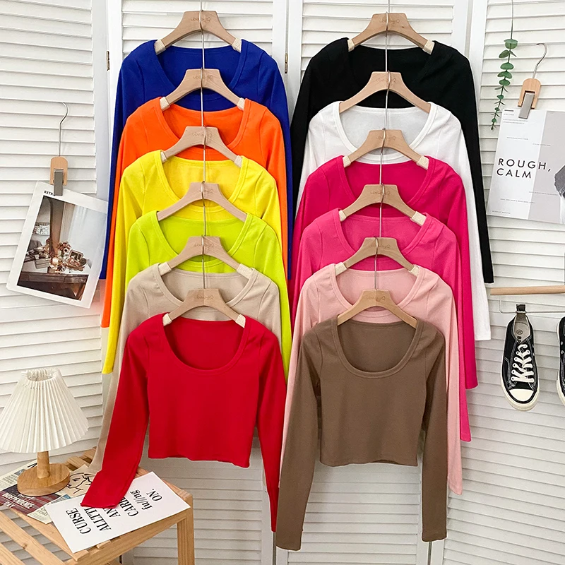 Long Sleeves Shirt Women Dropship Basic Long Sleeve Tee Womens Y2k