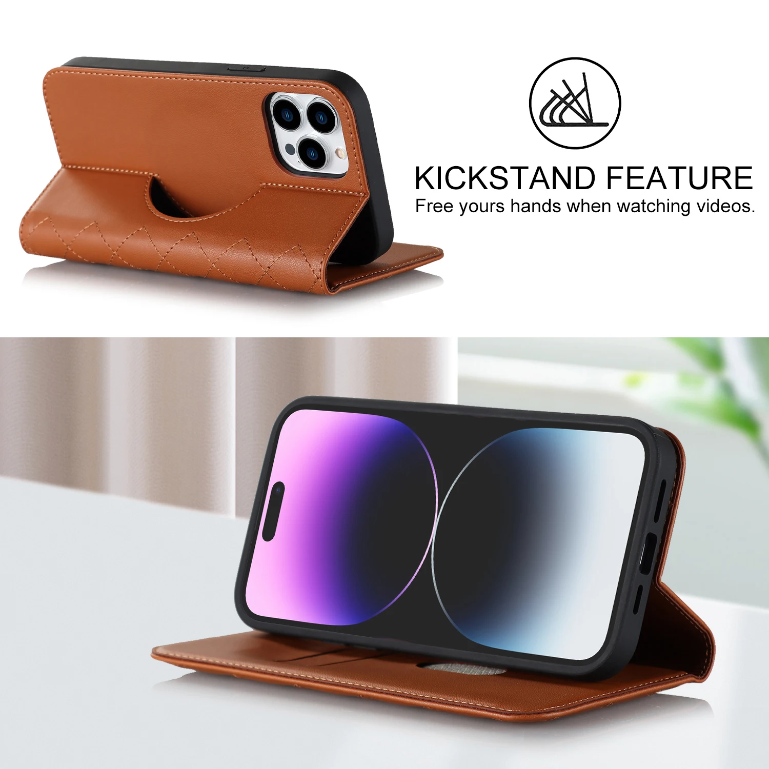 Leather Iphone 12 Mini Book Cover Flip Leather Wallet Cards Solt