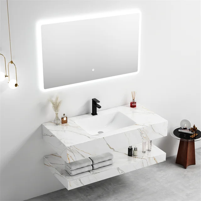 โรงงานขายส่งโดยตรงแขวนตู้โต๊ะเครื่องแป้งห้องน้ําราคาถูกและอ่างล้างจานห้องน้ําพร้อมตู้ 4