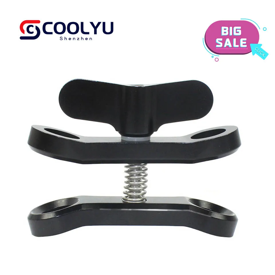 

Новинка удлиненный зажим-бабочка с двумя отверстиями зажим с шариковой головкой из алюминиевого сплава CNC для дайвинга аксессуары для штыревой головки