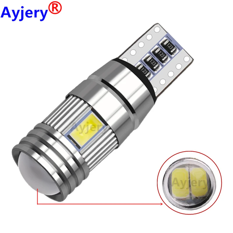 

AYJERY 50PCS W5W T10 LED Bulbs 5630 6SMD 12V 194 168 LED Car Interior Map Dome Lights Parking Light Auto Signal Lamp hite Canbus