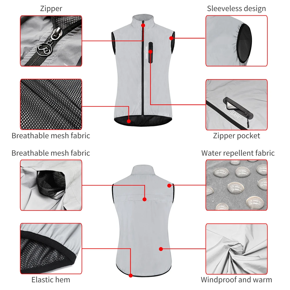Cycling Vest Windproof Mountain Bike Jacket Sleeveless Gilet Autumn MTB Road Bicycle Waistcoat