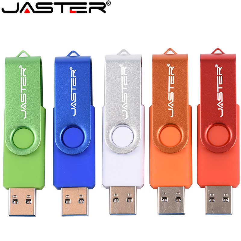 JASTER OTG Rotatable 360Â° USB Flash Drive 64GB Pen Drives Memory Stick 32GB Gifts Key Chain U Disk 16GB 8GB 4GB