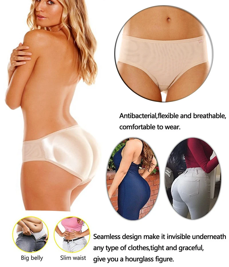 Underwear 3D Fit Low Waist Nylon Fake Ass Buttocks Panties for Ladies 