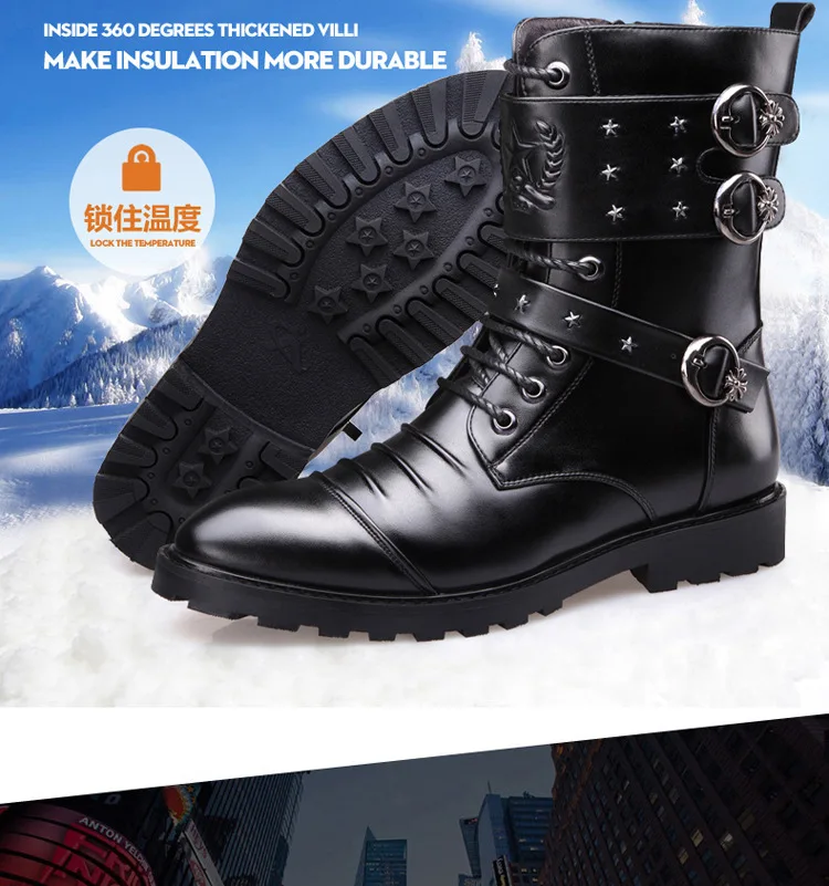 botas martin masculino inverno calor veludo função metal ciclismo botas de sapatos botas de motocicleta preto