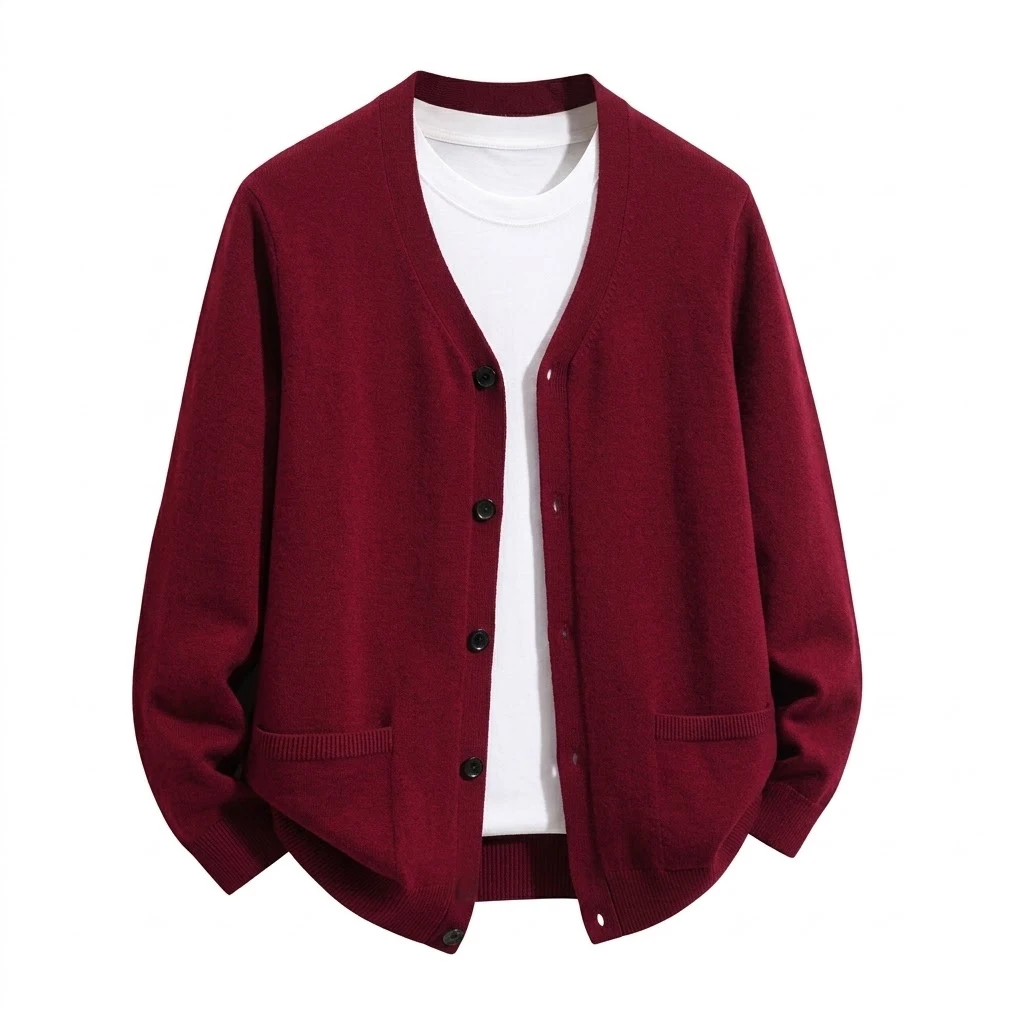 Men's V-Neck Knit Cardigan Sweater Casual Button Down Long Sleeve Warm Coat Jacket Loose Fit Winter Sweatshirts with Pockets