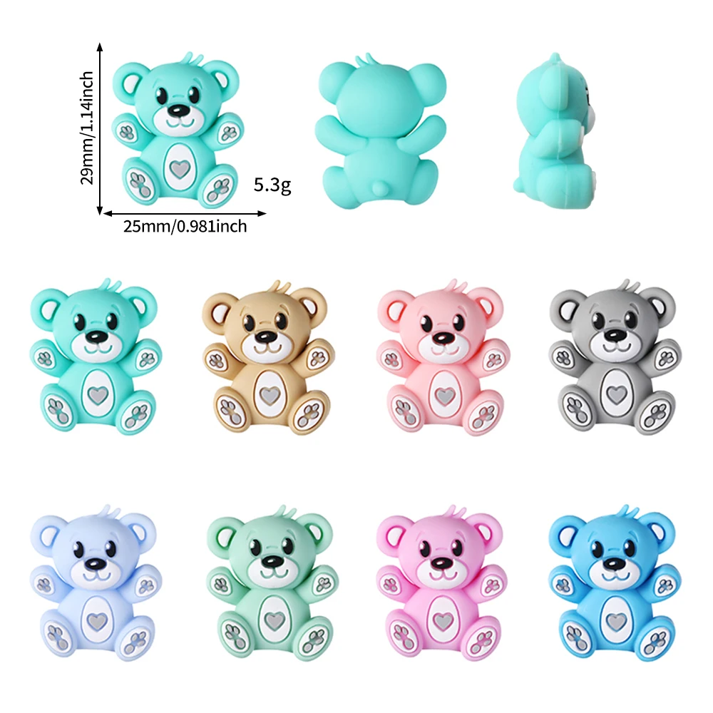 Silicone Beads Pacifier Bear Shape 3D Decor Beads For Jewelry Making DIY Bracelet Keychain Jewellery Accessories Gifts 5/10Pcs silicone beads silicone jewelry accessories