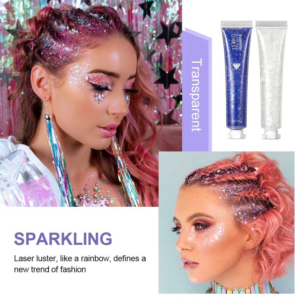 QIBEST Eye Glitter Nail Hair Face Body Glitter Gel Art Flash