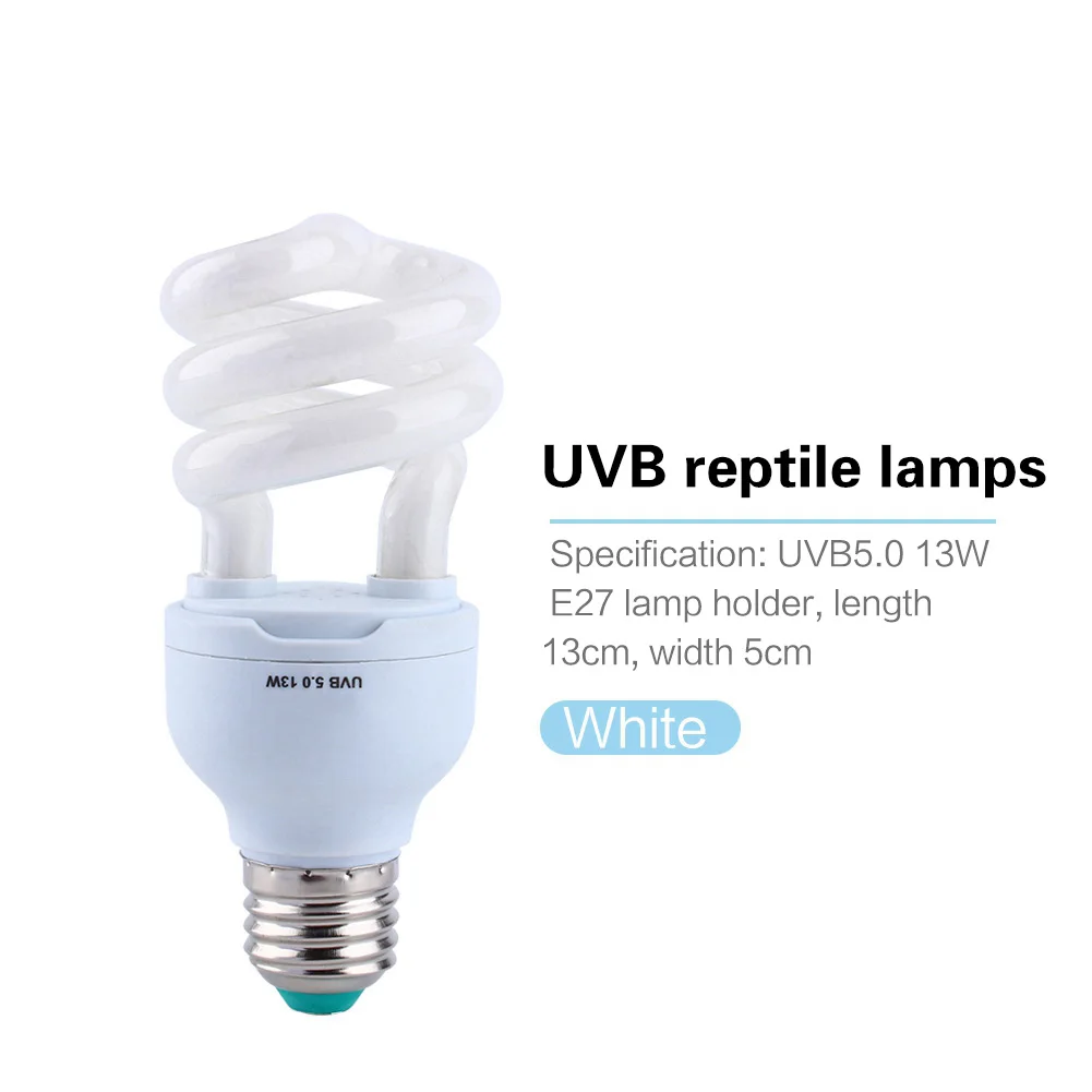 13W UVB 5.0 E27 Base Energy Saving Tortoise Snake Reptile Light Bulb UV Lamp  Pet Heating Light Bulb E27 UVB Pet Reptile Lamp 2