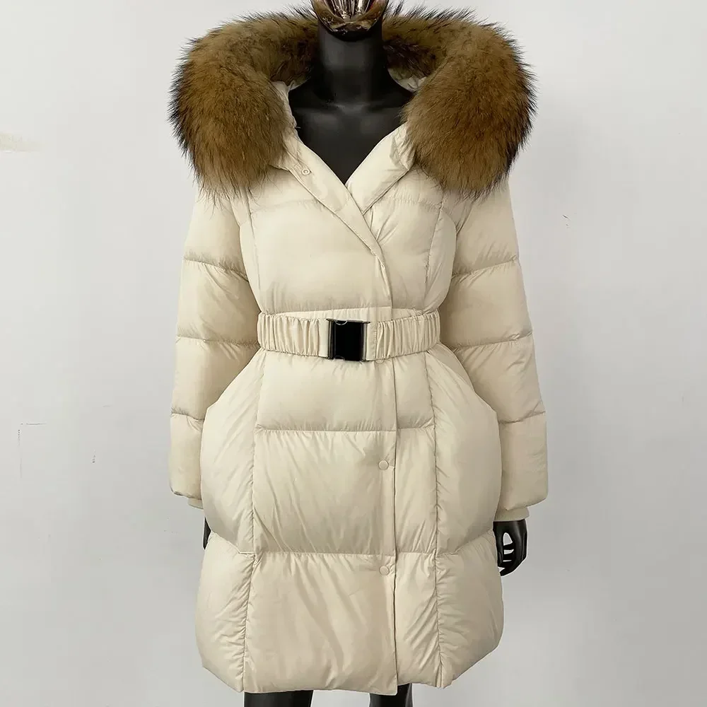 Description Picture 6 of itemWinter Hooded Whitte Duck Down Coat 2024 New Oversize Ladies Outerwear Long Real Fur Jacket Women Natural Fox Fur Collar Jacket