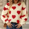 Korean Reviews Many Clothes Winter Plush Love Printed Loose Long Sleeved Round Neck Pullover Sweatshirt Valentine'S Day кофта 1