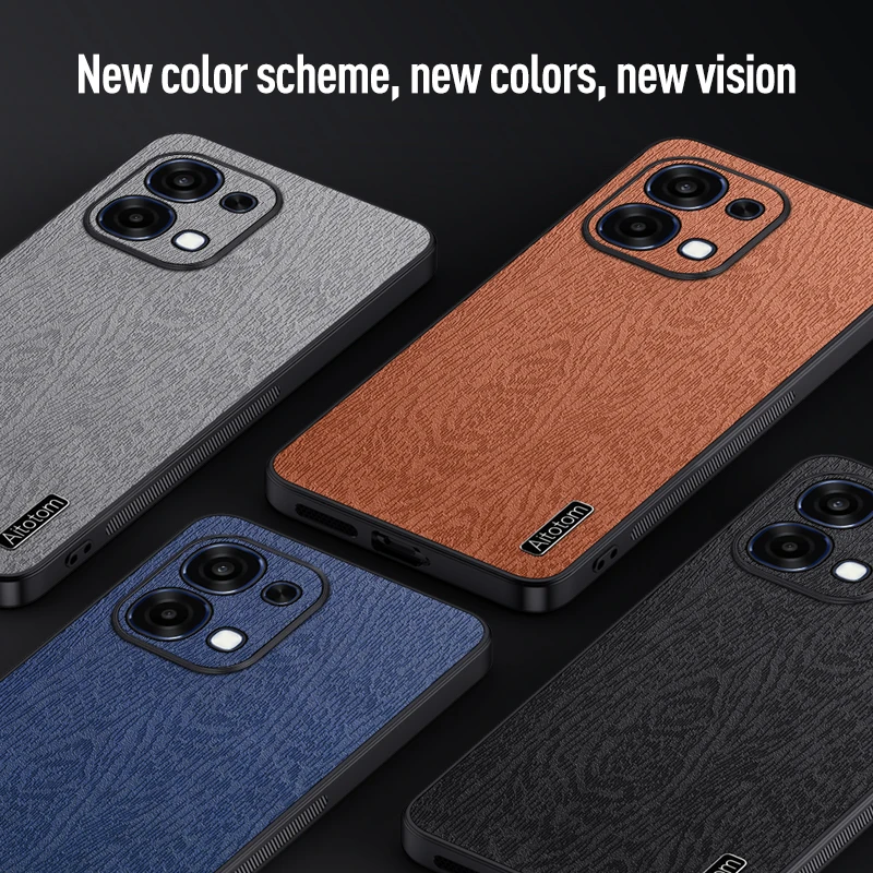 Premium Tree Grain Leather Phone Case - Enhanced Protection Cover
