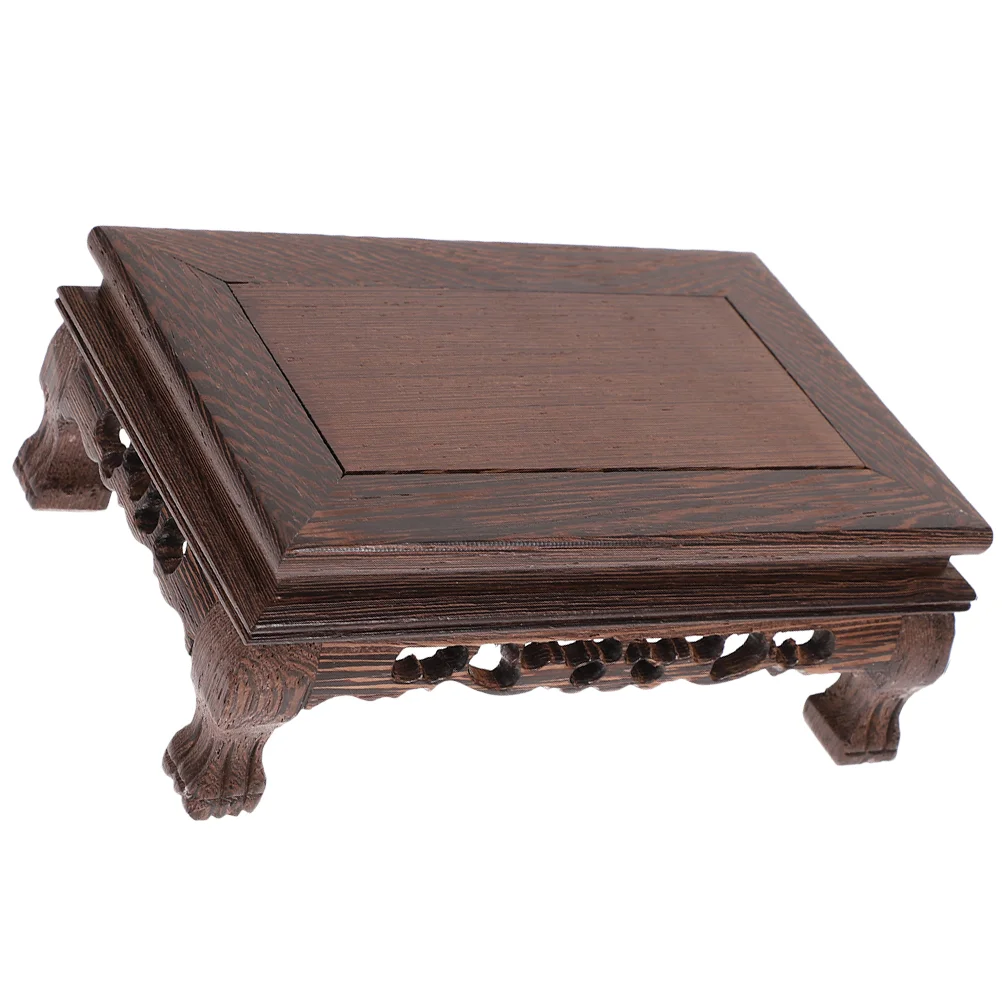 

Square Carving Display Stand Multi-use Display Stand Wooden Showcase Pedestal Household Craft Statue Pedestal Plant Stand