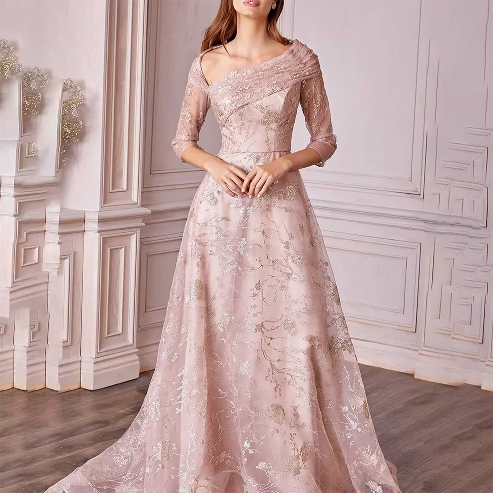 Classic Satin Mother of the Bride Dresses Elegant Prints Prom Gown Modest Floor-length Evening Dress mother bride dresses