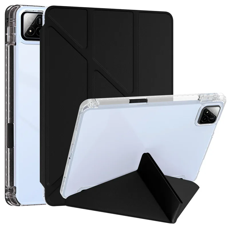 Acrylic Clear Back Stand Smart Tablet Cover with Pencil Holder, Fits 11.2 Devices