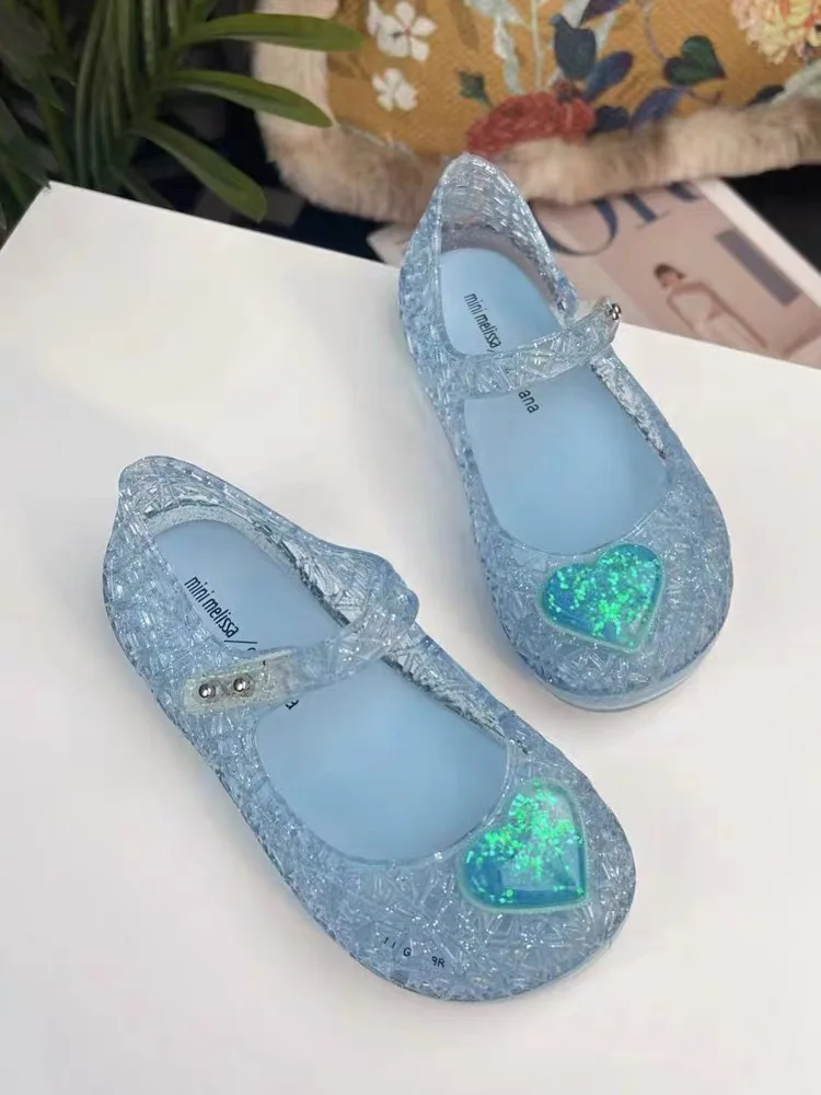 Mini Melissa Girls Princess Shoes Seashell Children's Sandals Closed Toe Crystal Shoes Summer Kids Breathable Jelly Sandals 3