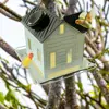 Home Style Bird Feeder Outdoor Swing Solar Bird Feeder Creative House Patio Feeder Outdoor Hanging Decoration 4