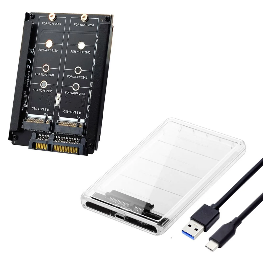 

CY M.2 SATA SSD to 2.5inch SATA Adapter,Dual NGFF B+M Key M.2 SSD to USB C JBOD Raid0 Span Bridge Combo HDD Disk Drive Enclosure