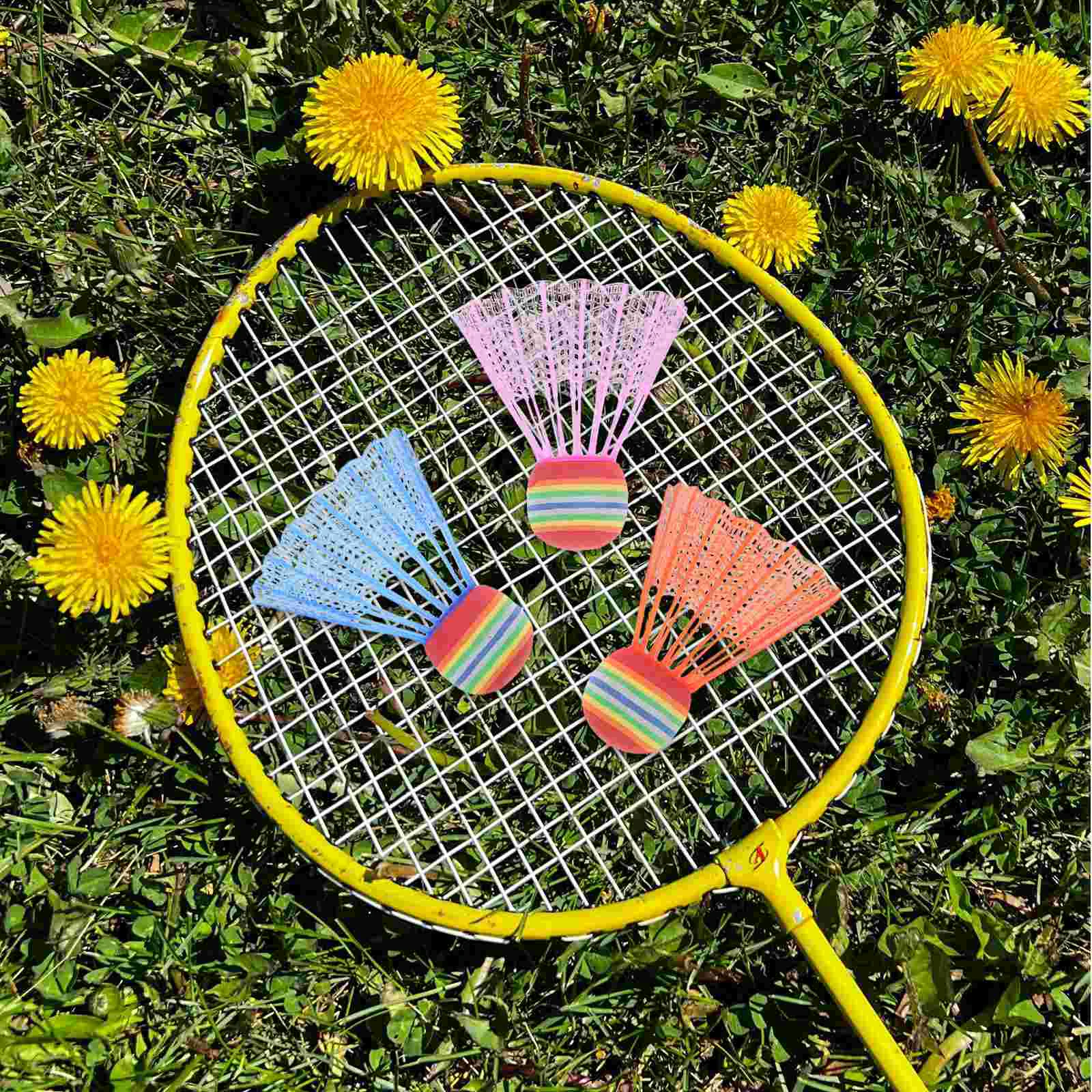 12 Pcs Colored Badminton Game Playing Equipment Birdies Training Kids Toy Sports Self Returning Shuttlecock Sparring