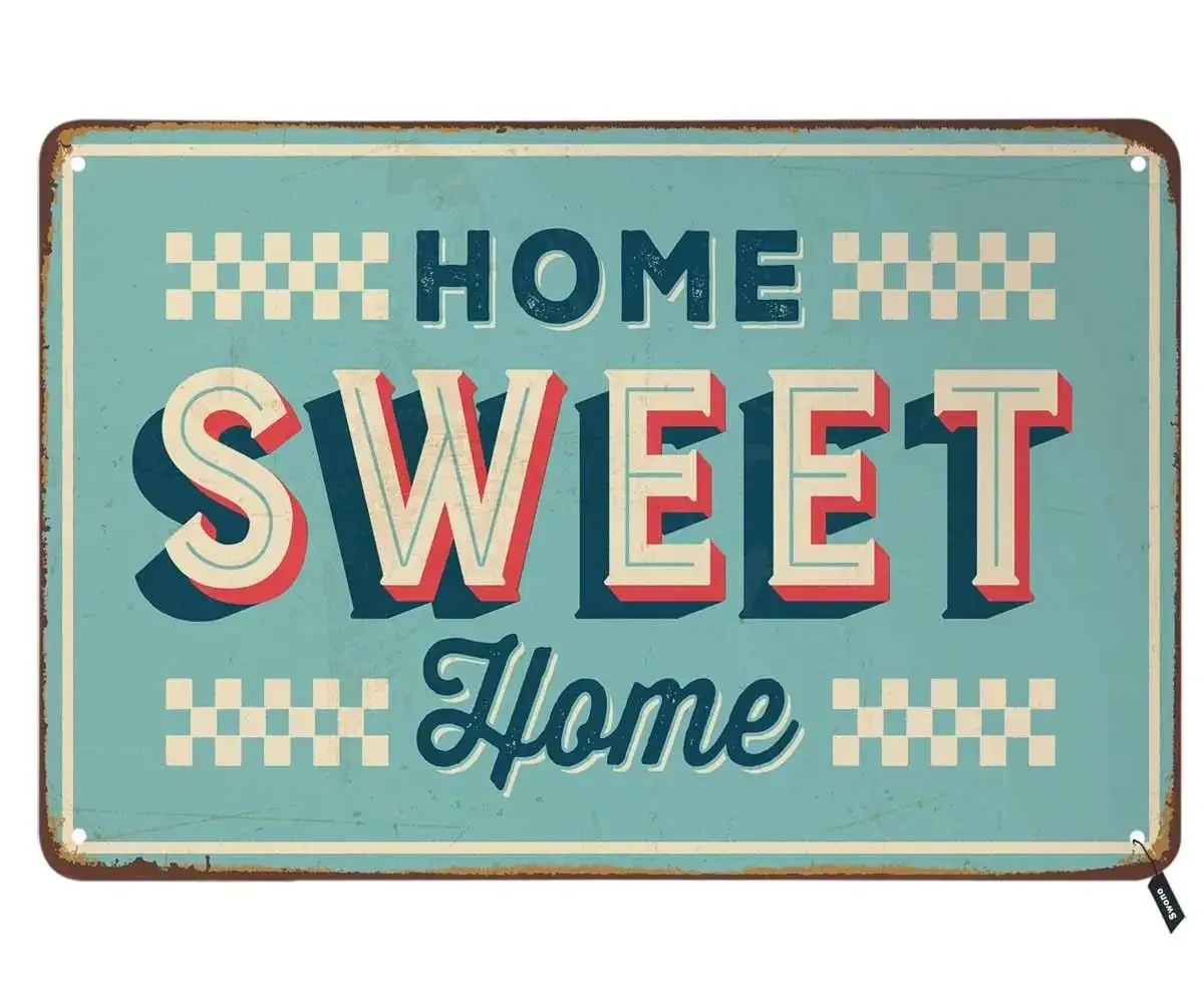 

Home Sweet Home Tin Signs,Letter on Light Blue Background Vintage Metal Tin Sign for Men Women,Wall Decor Farmhouse Decor