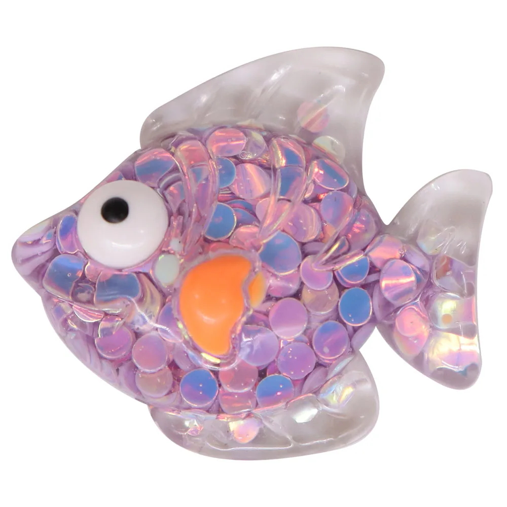 1pcs Glitter Fish Starfish Seahorse Shoe Accessories Novel Shoe Buckle  Charms Resin Croc Shoe Decoration Fit Jibz Kids Gifts