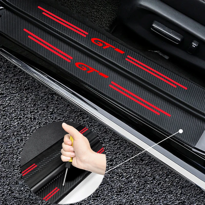 

Car Door Threshold Protect Film For Peugeot GT Logo Decoration Film Decals Rear Trunk Bumper Anti Scratch Stickers Accessories