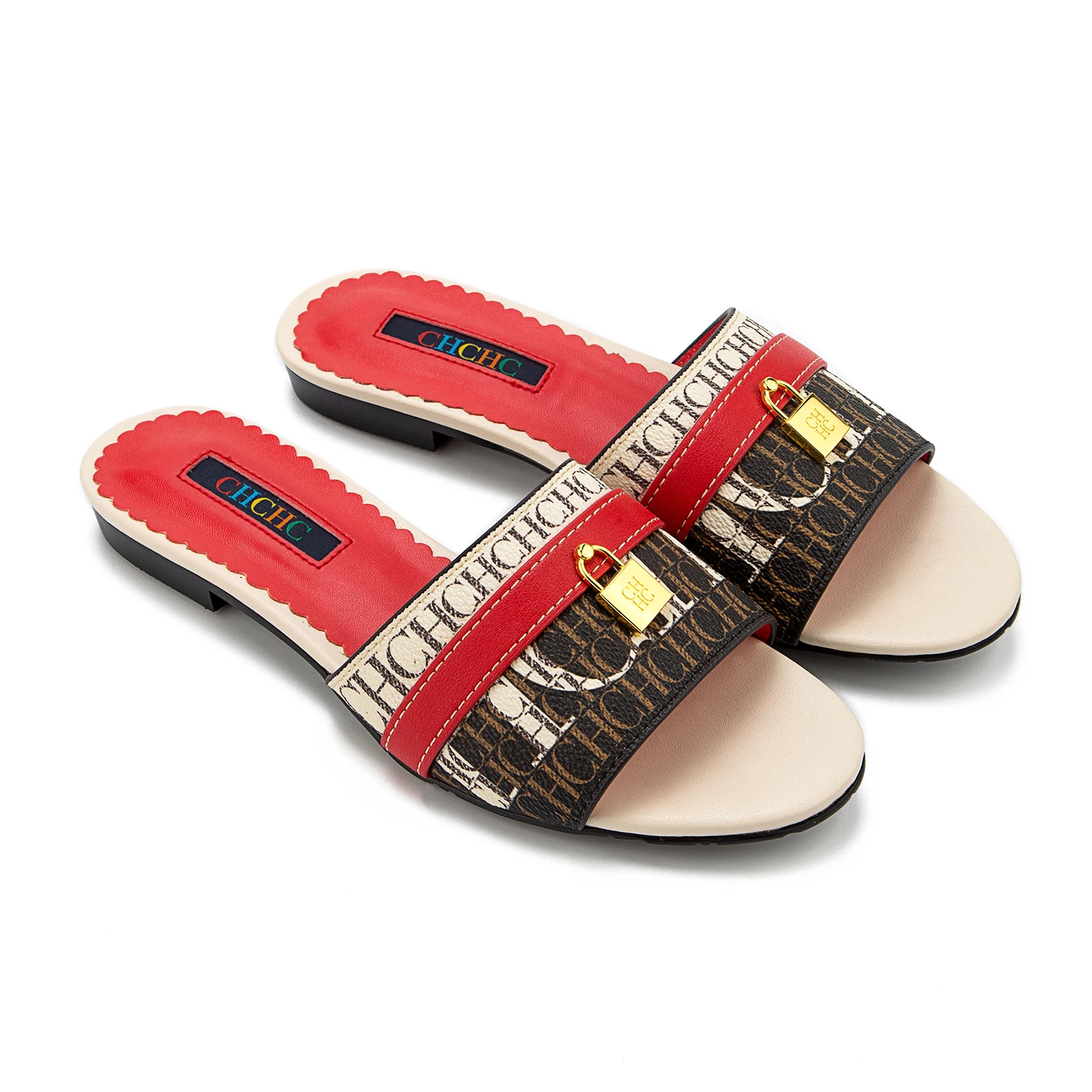 صنادل نسائية صيفية بكعب مسطح، أحذية رومانية بكعب م...