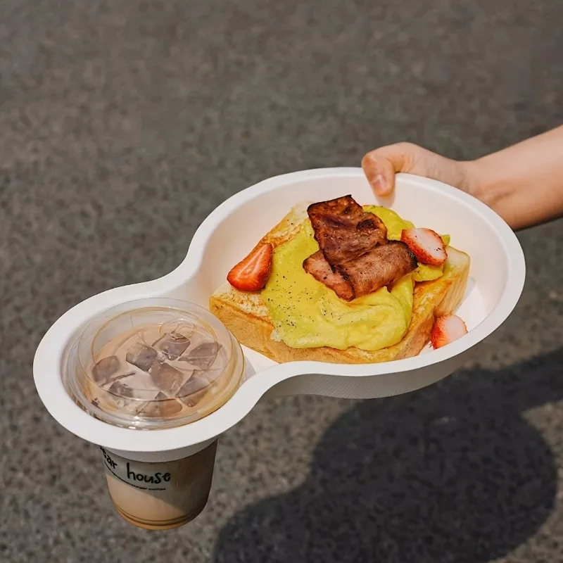 50/60pcs Disposable Hot Dog Food Trays with Dual Compartments and Beverage Cup Holder, ... - SKU DHDF1735 - UGI Packaging