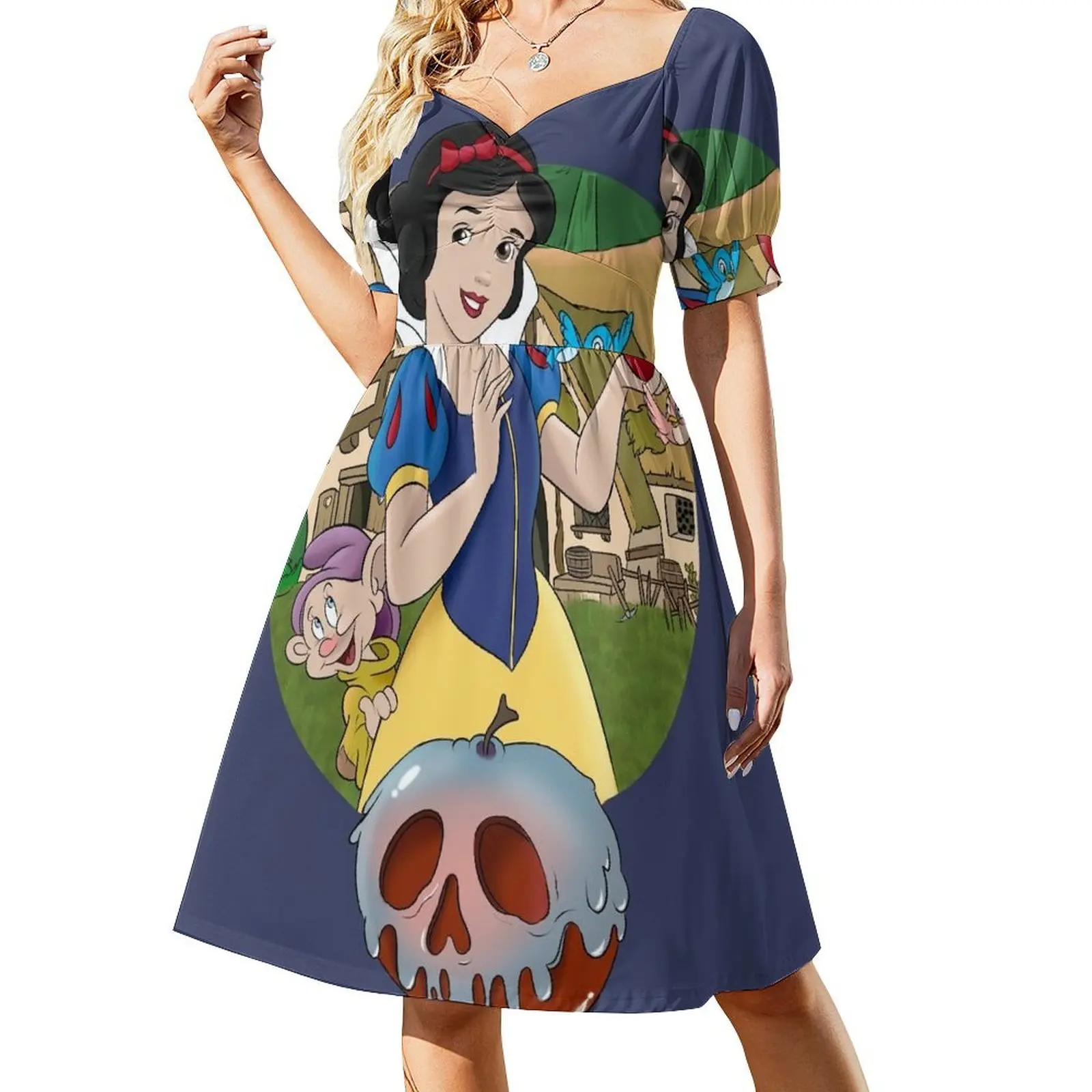 thumbnail image 1 of Vestido de manga corta con manzana envenenada en la nieve ropa para mujer vestidos de fiesta vestidos de playa vestido de noche para mujer, 1 of 7