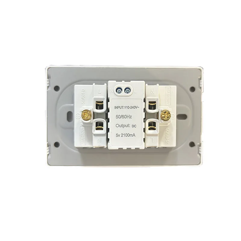 흰색/검정색 임베디드 이탈리아 칠레 플러그 usb C 벽면 소켓, 16A 전원 스트립, 스마트 Type-c 20W 고속 충전 소켓 어댑터