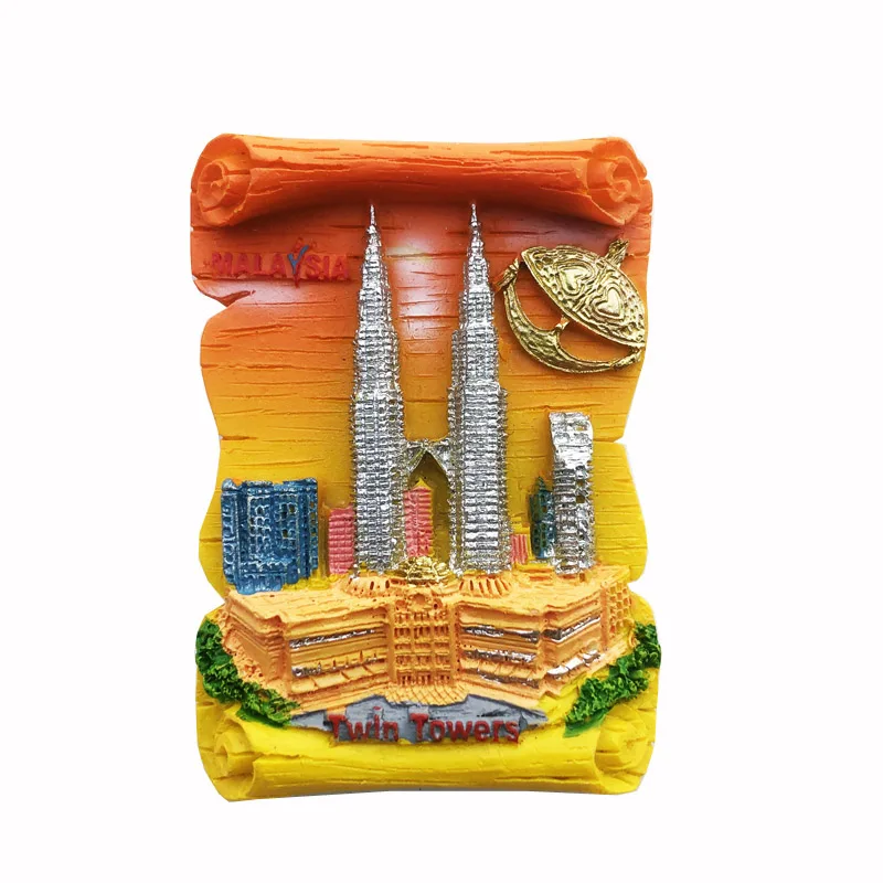 Магнит на холодильник, Малайзия, Куала-Лумпур, двойные башни, карты, ремесла, украшение культурного ландшафта, наклейки с сообщениями, туристический сувенир